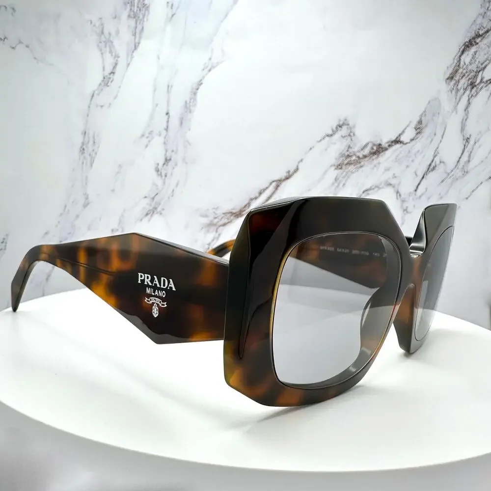 New PRADA Sunglasses Brown Juniper Tortoise Gray Lens Square
